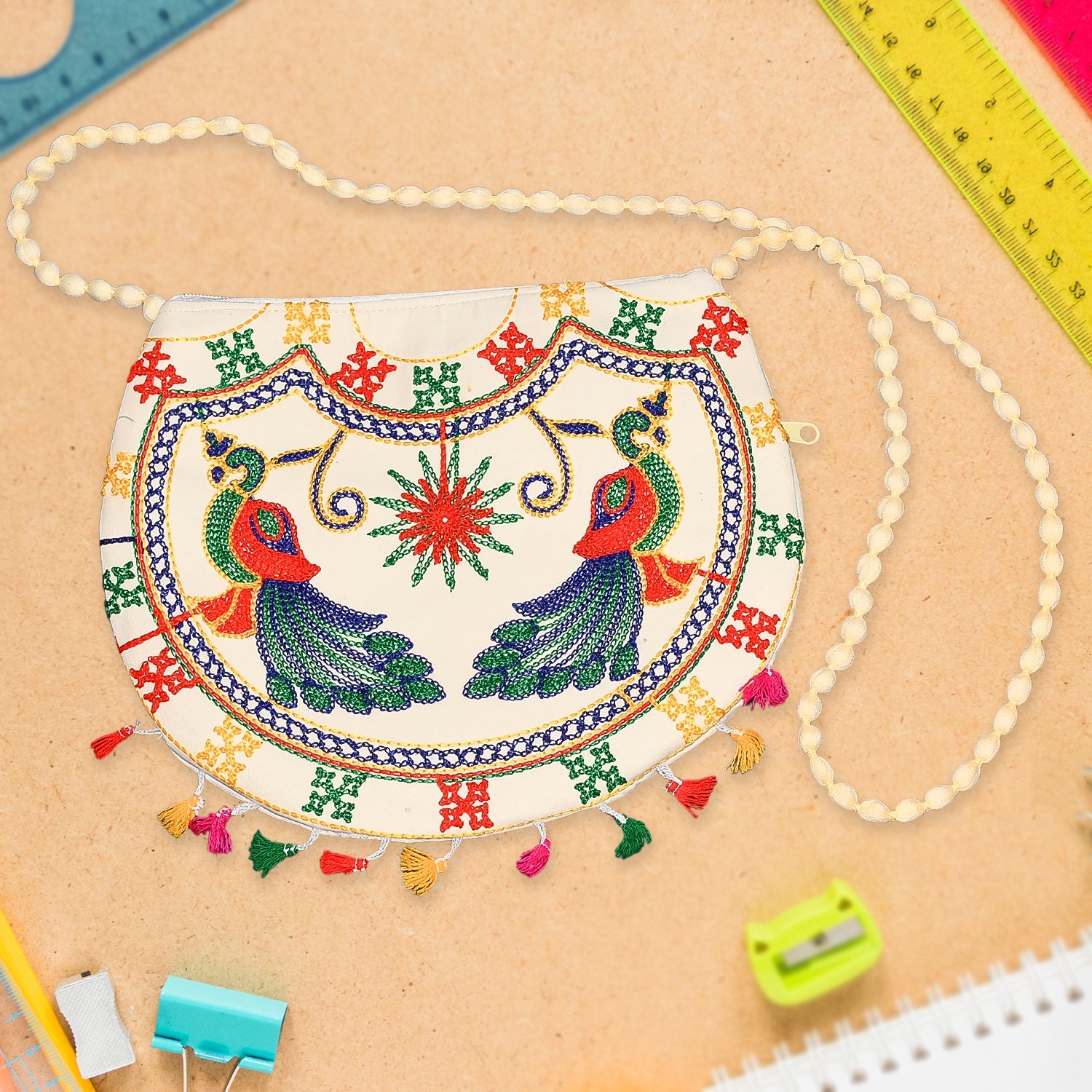 11 inch Handcrafted Cotton Embroidered Shoulder Bag for Girls & women (1 Pc) 11 inch Handcrafted Cotton Embroidered Shoulder Bag for Girls & women (1 Pc)